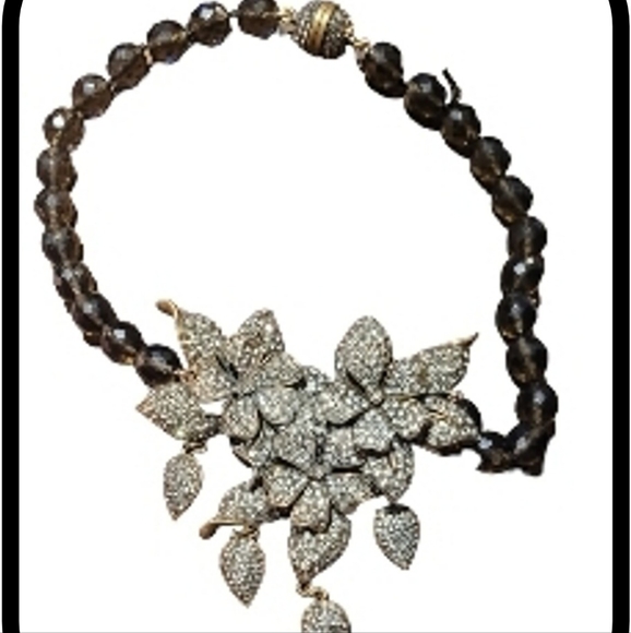 FLOWER CLEAR STONE NECKLACE (Not sure, could be Hedi Daus) - Picture 5 of 8